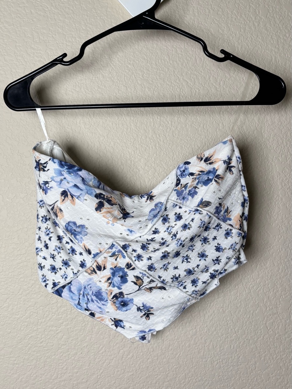 Altar'd State White Floral Bandeau Crop Top with Stitch Accents